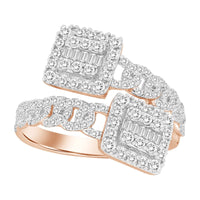 LADIES RING 0.75CT ROUND/BAGUETTE DIAMOND 10K ROSE GOLD