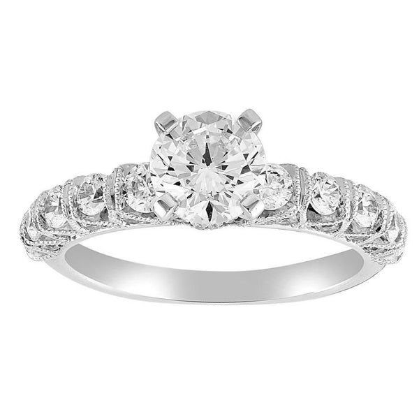 SEMI MOUNT LADIES RING 0.90CT ROUND DIAMOND 14K WHITE GOLD