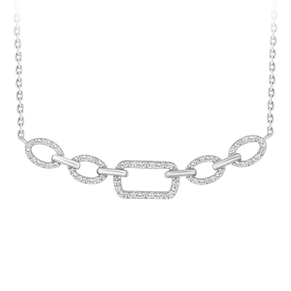 LADIES NECKLACE 0.15CT ROUND DIAMOND 10K WHITE GOLD