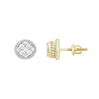 LADIES EARRINGS 1.00CT ROUND DIAMOND 10K YELLOW GOLD