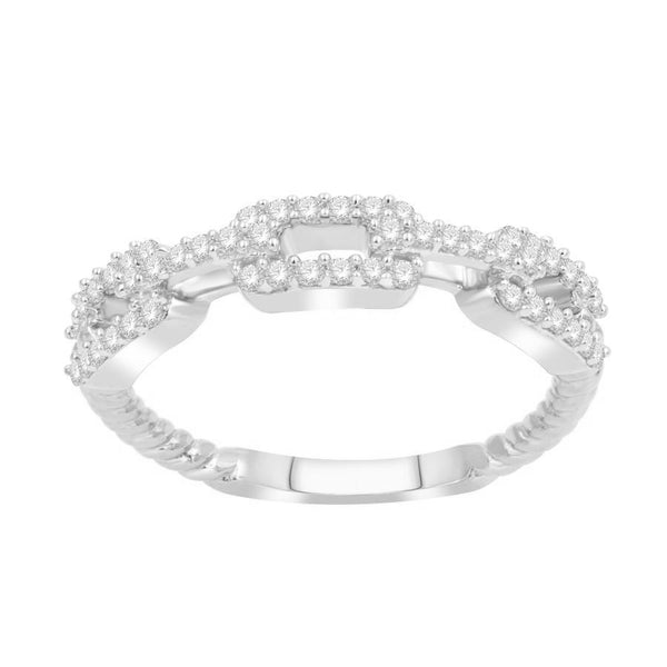 LADIES BAND 0.25CT ROUND DIAMOND 10K WHITE GOLD