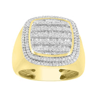 MEN'S RING 1.00CT ROUND/BAGUETTE DIAMOND 14K YELLOW GOLD