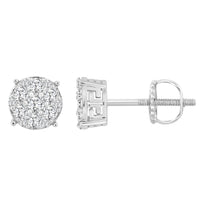 LADIES EARRINGS 1.50CT ROUND DIAMOND 10K WHITE GOLD