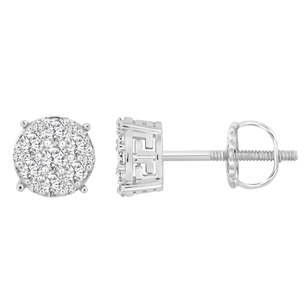 LADIES EARRINGS 1.50CT ROUND DIAMOND 10K WHITE GOLD