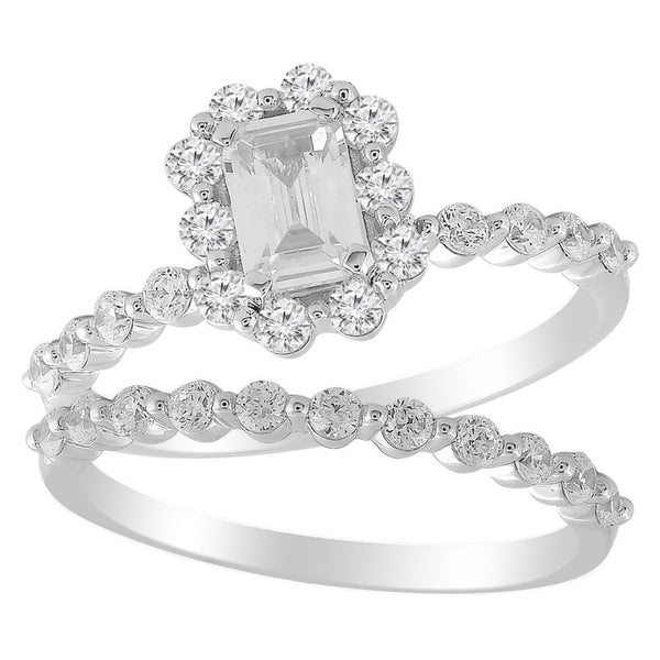 LADIES BRIDAL SET 1.25CT ROUND DIAMOND 14K WHITE GOLD