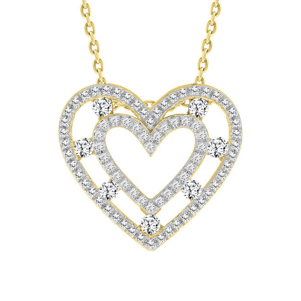 LADIES PENDANT WITH CHAIN 0.33CT ROUND DIAMOND 10K YELLOW GOLD