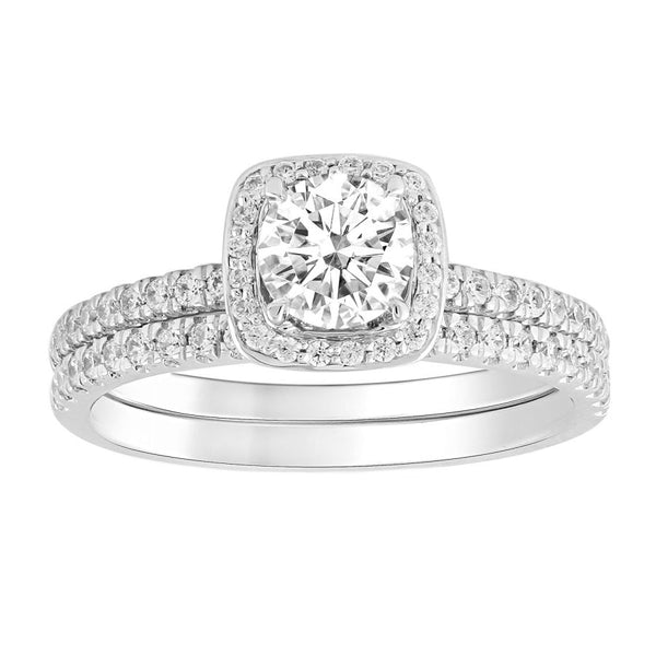 LADIES BRIDAL SET 1.33CT ROUND DIAMOND 14K WHITE GOLD (SI QUALITY) (CENTER STONE 0.75CT ROUND DIAMOND)