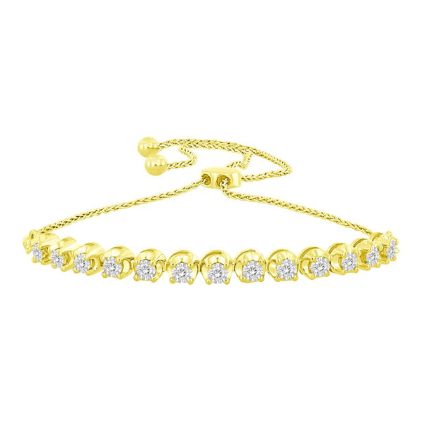 LADIES BRACELET 0.25CT ROUND DIAMOND YELLOW GOLD/STERLING SILVER