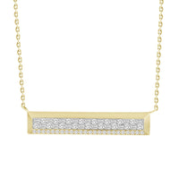 LADIES NECKLACE 0.50CT ROUND/BAGUETTE DIAMOND 14K YELLOW GOLD