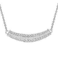 LADIES NECKLACE 0.50CT ROUND/BAGUETTE DIAMOND 14K WHITE GOLD (SI QUALITY)