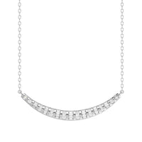 LADIES NECKLACE 0.33CT ROUND/BAGUETTE DIAMOND 14K WHITE GOLD