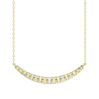 LADIES NECKLACE 0.33CT ROUND/BAGUETTE DIAMOND 14K YELLOW GOLD