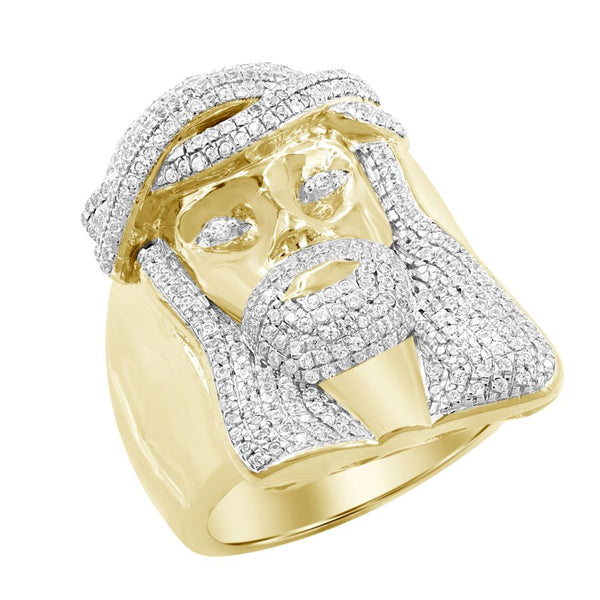 MEN'S RING 0.75CT ROUND DIAMOND 10K YELLOW GOLD