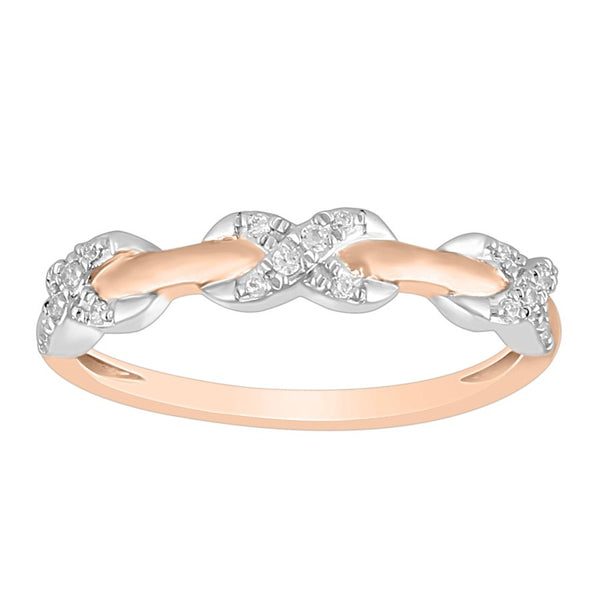 LADIES BAND 0.10CT ROUND DIAMOND 10K ROSE GOLD