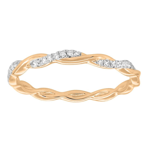 LADIES BAND 0.20CT ROUND DIAMOND 10K ROSE GOLD