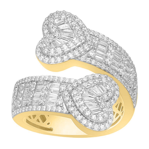 MEN'S RING 2.00CT ROUND/BAGUETTE DIAMOND 10K WHITE/YELLOW GOLD