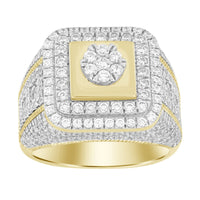 MEN'S RING 2.50CT ROUND DIAMOND 10K YELLOW GOLD