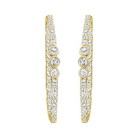 LADIES HOOP EARRINGS 1.50CT ROUND DIAMOND 10K YELLOW GOLD