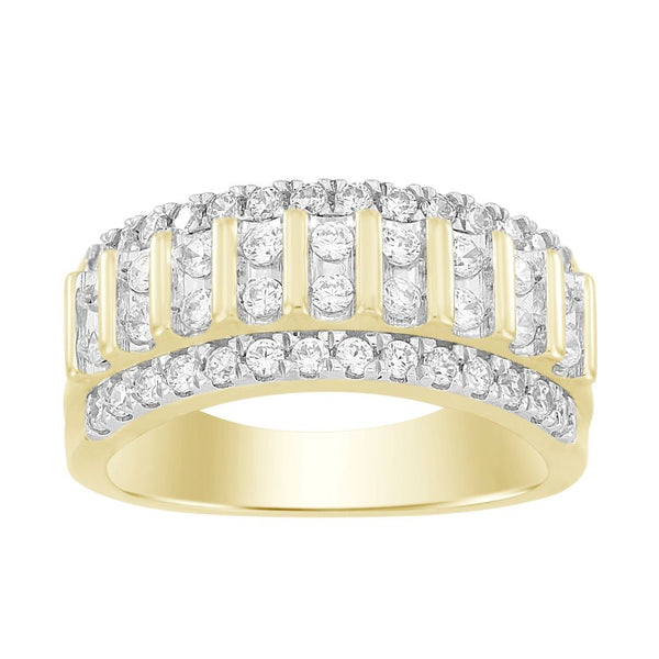 MEN'S RING 1.25CT ROUND DIAMOND 10K YELLOW GOLD