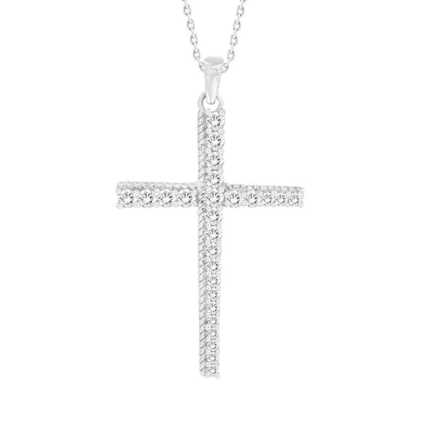 LADIES PENDANT 0.50CT ROUND DIAMOND 10K WHITE GOLD