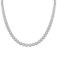 LADIES NECKLACE 7.00CT ROUND DIAMOND 14K WHITE GOLD