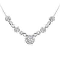 LADIES NECKLACE 1.25CT ROUND DIAMOND 14K WHITE GOLD