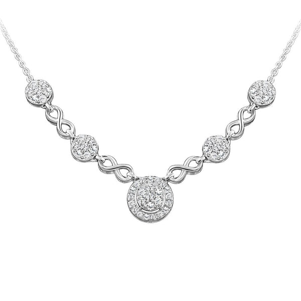 LADIES NECKLACE 1.25CT ROUND DIAMOND 14K WHITE GOLD