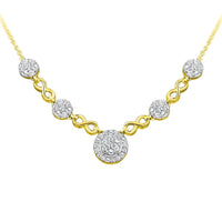 LADIES NECKLACE 1.25CT ROUND DIAMOND 14K YELLOW GOLD
