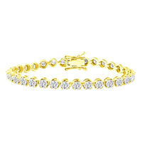 LADIES BRACELET 5.00CT ROUND DIAMOND 10K YELLOW GOLD