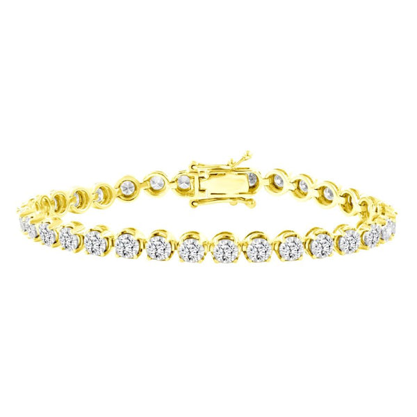 LADIES BRACELET 5.00CT ROUND DIAMOND 10K YELLOW GOLD