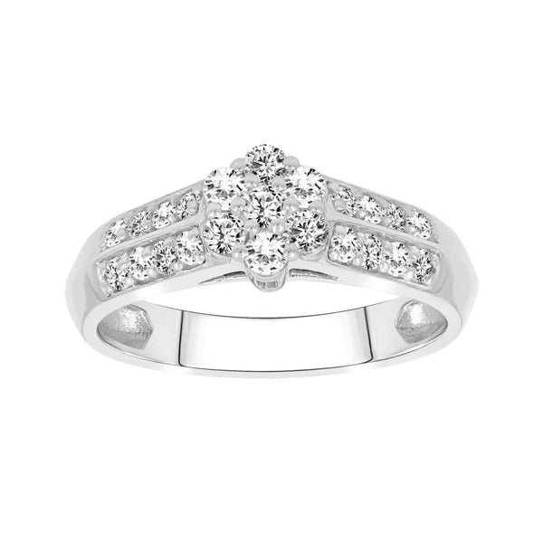 LADIES RING 0.50CT ROUND DIAMOND 10K WHITE GOLD