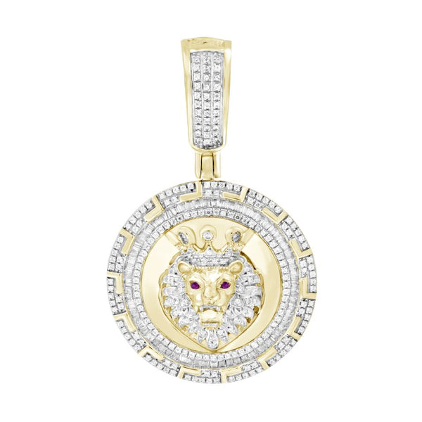 MEN'S CHARM 1.00CT ROUND/BAGUETTE DIAMOND 10K YELLOW GOLD