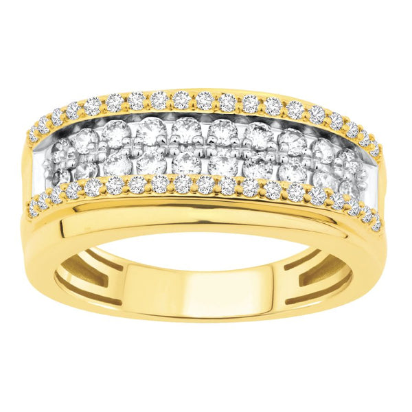 MEN'S BAND 1.00CT ROUND DIAMOND 10K YELLOW GOLD