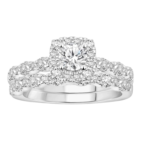 LADIES BRIDAL SET 1.50CT ROUND DIAMOND 14K WHITE GOLD (SI QUALITY) (CENTER STONE 0.40CT ROUND DIAMOND)