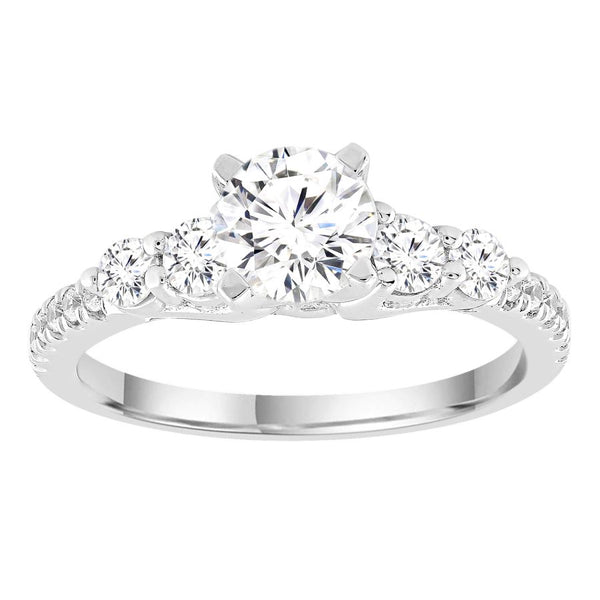 LADIES ENGAGEMENT RING SEMI MOUNT 0.50CT ROUND DIAMOND 14K WHITE GOLD (CENTER STONE 1.00CT ROUND DIAMOND)