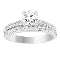 LADIES SEMI MOUNT BRIDAL SET 0.50CT ROUND DIAMOND 14K WHITE GOLD