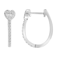 LADIES HOOP EARRINGS 0.25CT ROUND/BAGUETTE DIAMOND 10K WHITE GOLD