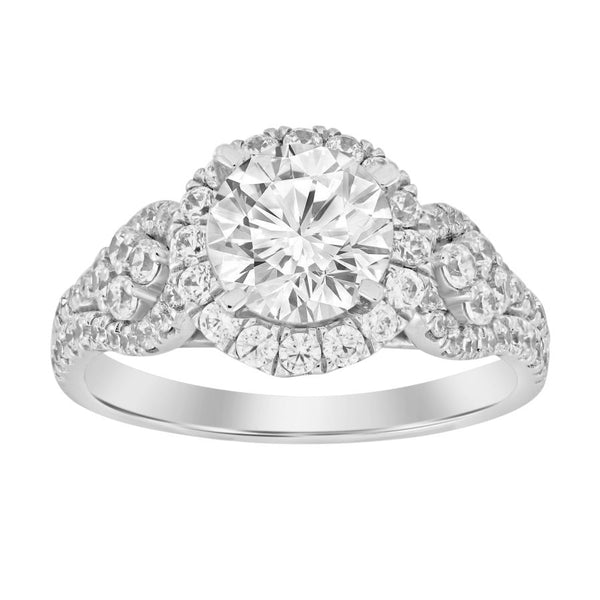 LADIES RING 0.75CT ROUND DIAMOND 14K WHITE GOLD