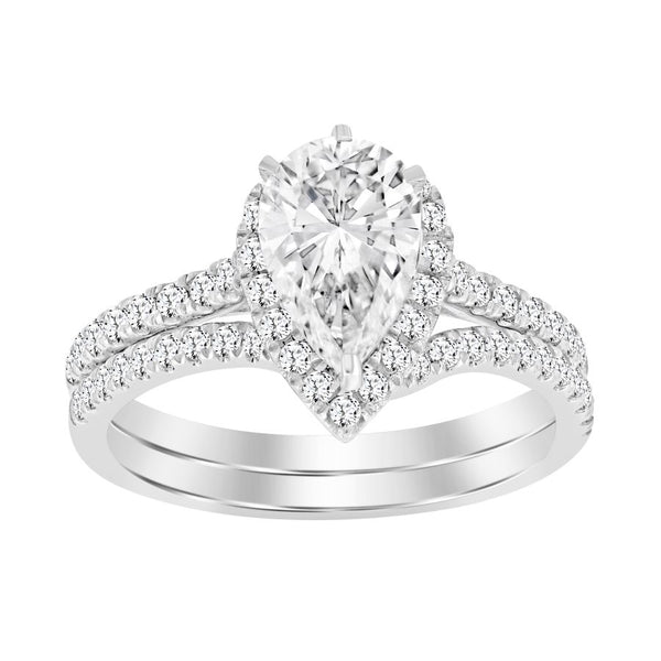 LADIES BRIDAL SET 0.50CT ROUND DIAMOND 14K WHITE GOLD