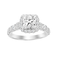 LADIES RING 0.75CT ROUND/BAGUETTE DIAMOND 14K WHITE GOLD