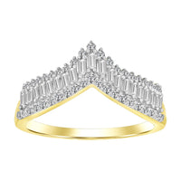 LADIES RING 0.33CT ROUND/BAGUETTE DIAMOND 14K YELLOW GOLD