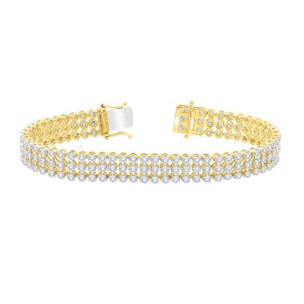 LADIES BRACELET 5.00CT ROUND DIAMOND 14K YELLOW GOLD