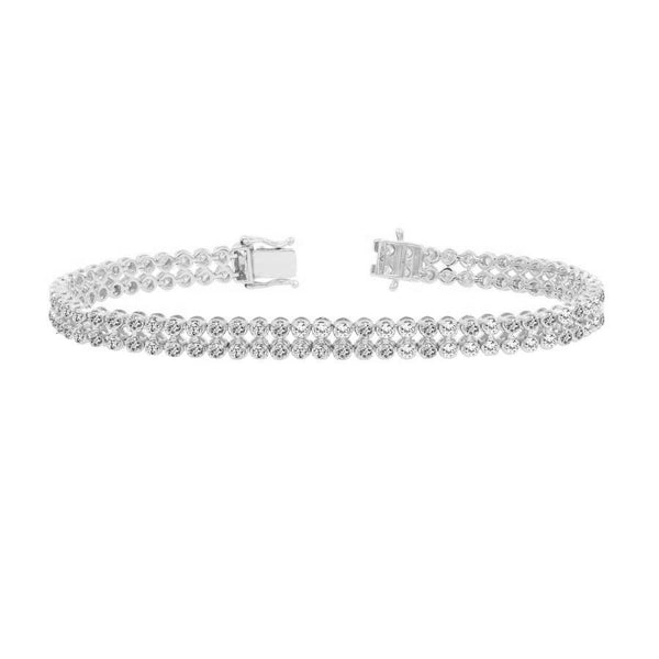 LADIES BRACELET 3.00CT ROUND DIAMOND 14K WHITE GOLD (SI QUALITY)