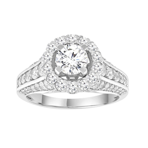 LADIES RING 1.25CT ROUND DIAMOND 14K WHITE GOLD