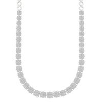 LADIES NECKLACE 4.00CT ROUND/BAGUETTE DIAMOND 14K WHITE GOLD