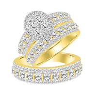 UNISEX TRIOS SET 2.00CT ROUND DIAMOND 10K YELLOW GOLD