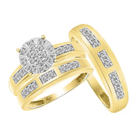 LADIES TRIO SET 0.50CT ROUND DIAMOND 10K YELLOW GOLD