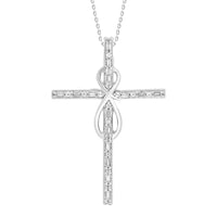 LADIES PENDANT 0.20CT ROUND/BAGUETTE DIAMOND 10K WHITE GOLD