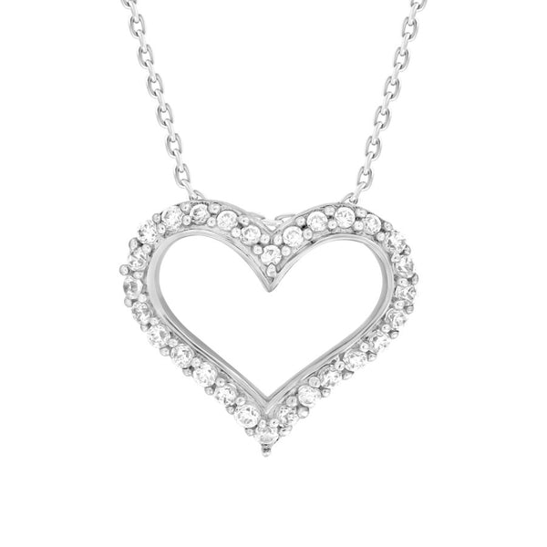 LADIES PENDANT WITH CHAIN 0.25CT ROUND DIAMOND 10K WHITE GOLD
