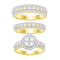 UNISEX TRIOS SET 2.00CT ROUND DIAMOND 10K YELLOW GOLD